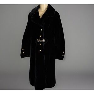 Vintage Borgazia Russell Taylor Faux Fur Coat Black 70s Union Made Women Sz 16